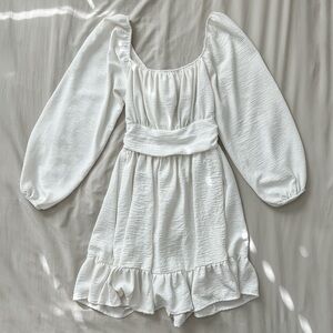 🌬️ Flowy Goddess Textured White Mini Dress